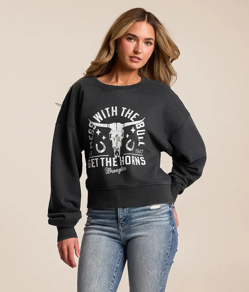 Wrangler Ladies Charcoal Crew-Neck Sweatshirt 112373006