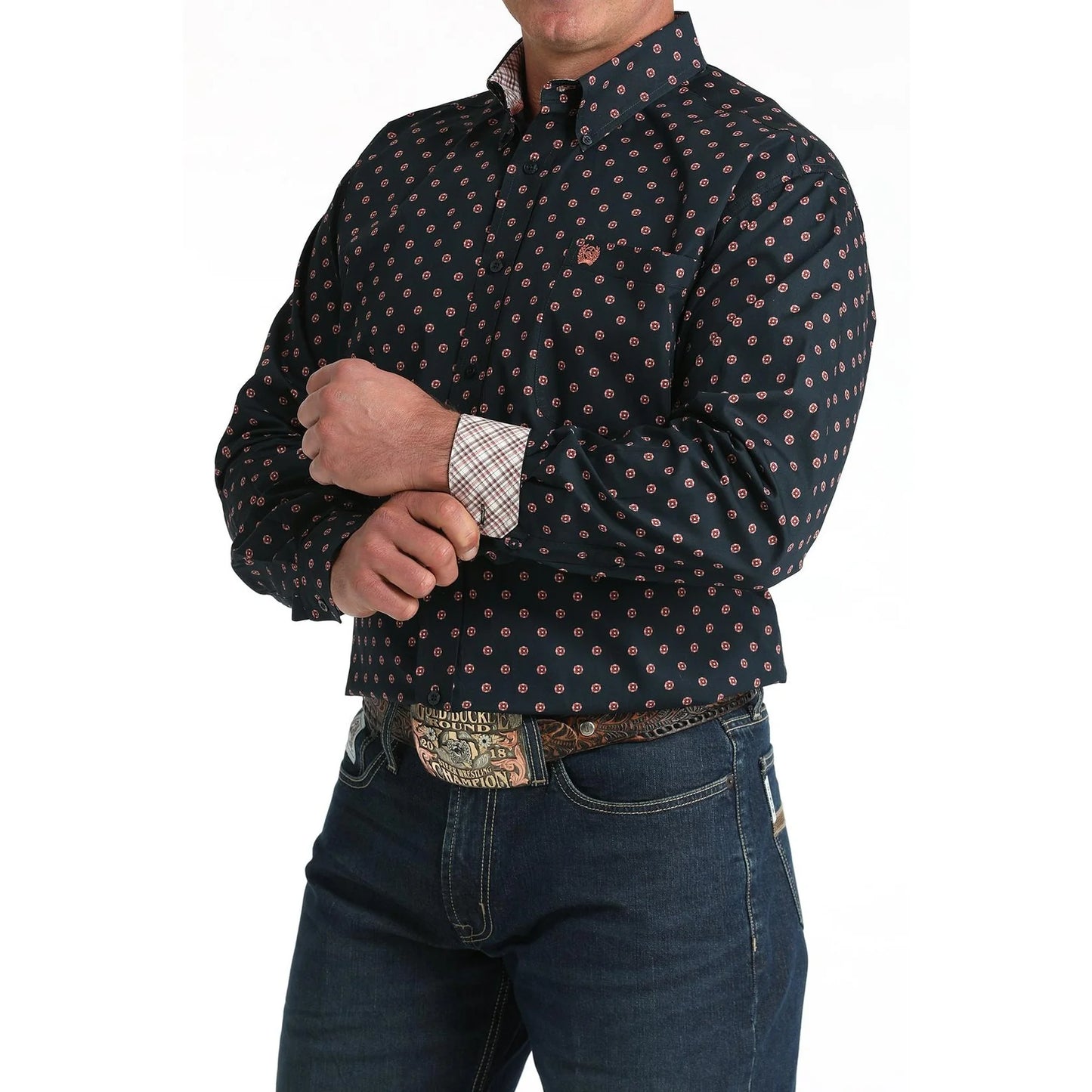 Cinch Men’s Button Down Western Shirt, Navy MTW1106018