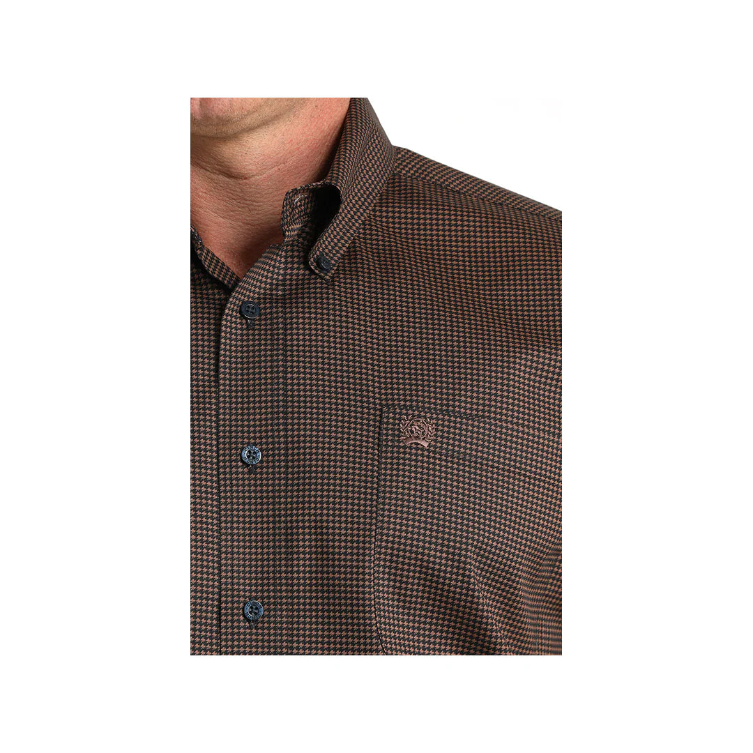 Cinch Men’s Button Down Western Shirt, Brown Houndstooth MTW1106019