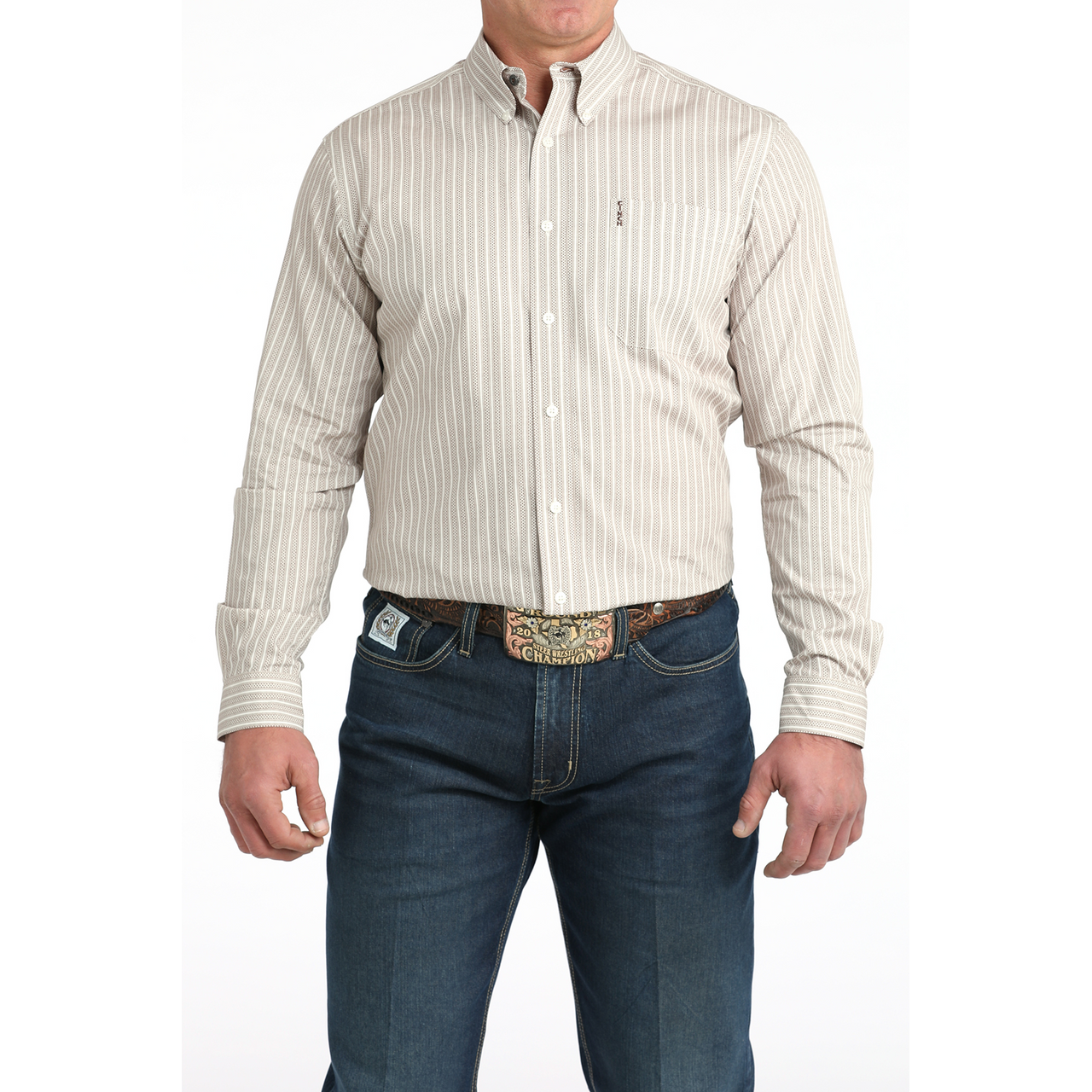 Cinch Men’s Modern Fit, Button Down Shirt, STRIPED 50'S BROADCLOTH- MTW1347148