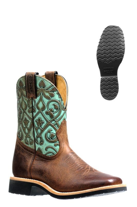BOULET Ladies WESTERN BOOTS, Short Top-  Joker, Turquoise/Brown 4944