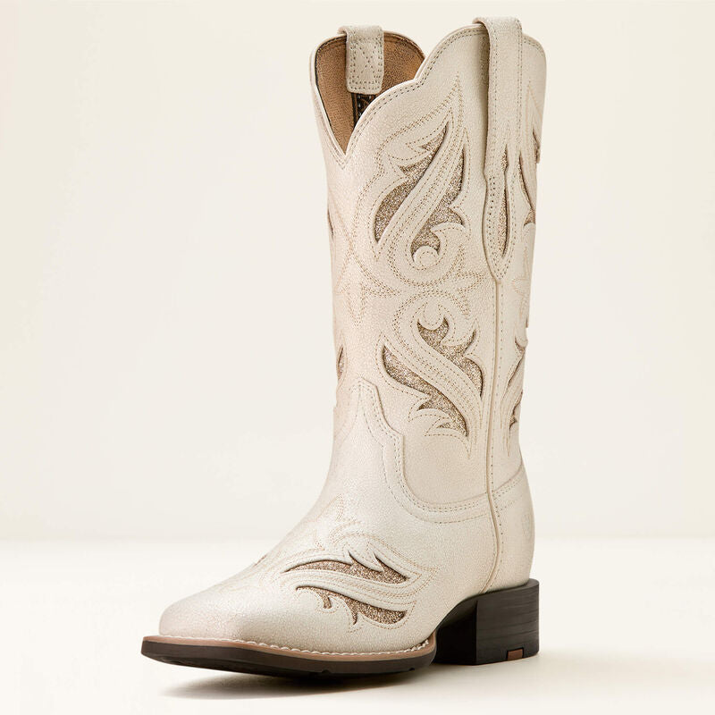 Ariat Ladies Boot, Square Toe, Round Up Bliss, Distressed Ivory 10053648