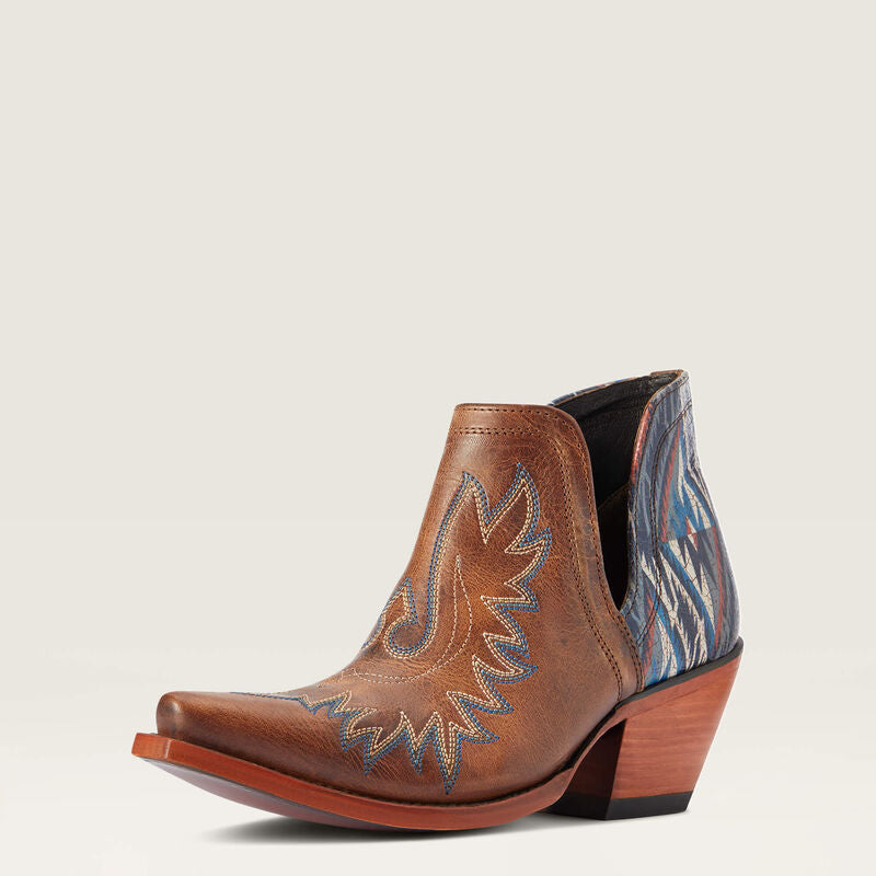 Ariat Western Bootie, Dixon Chimayo, Fiery Tan/ Navy Print 10042579