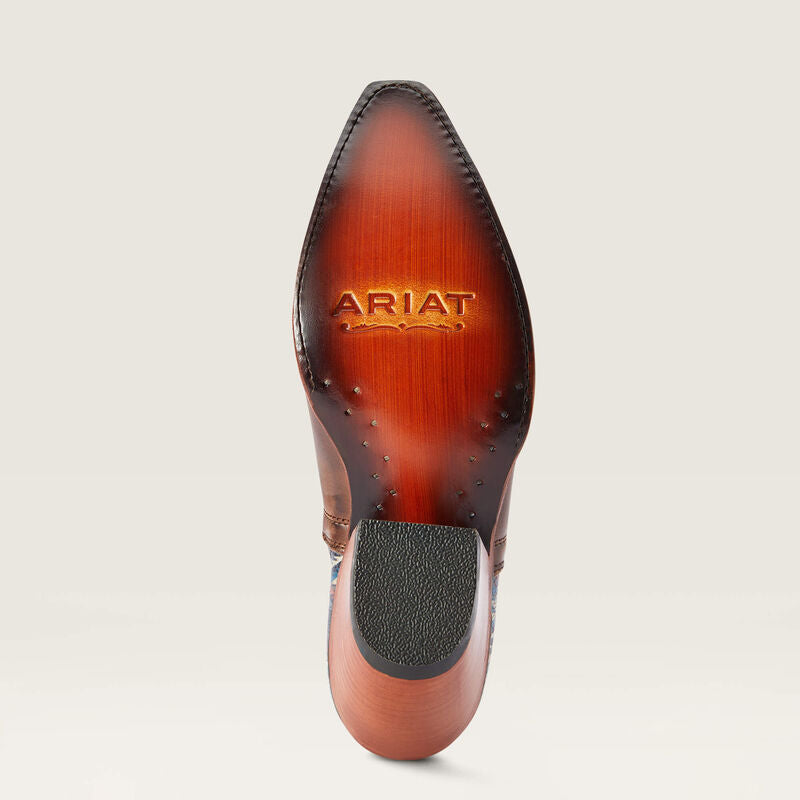 Ariat Western Bootie, Dixon Chimayo, Fiery Tan/ Navy Print 10042579