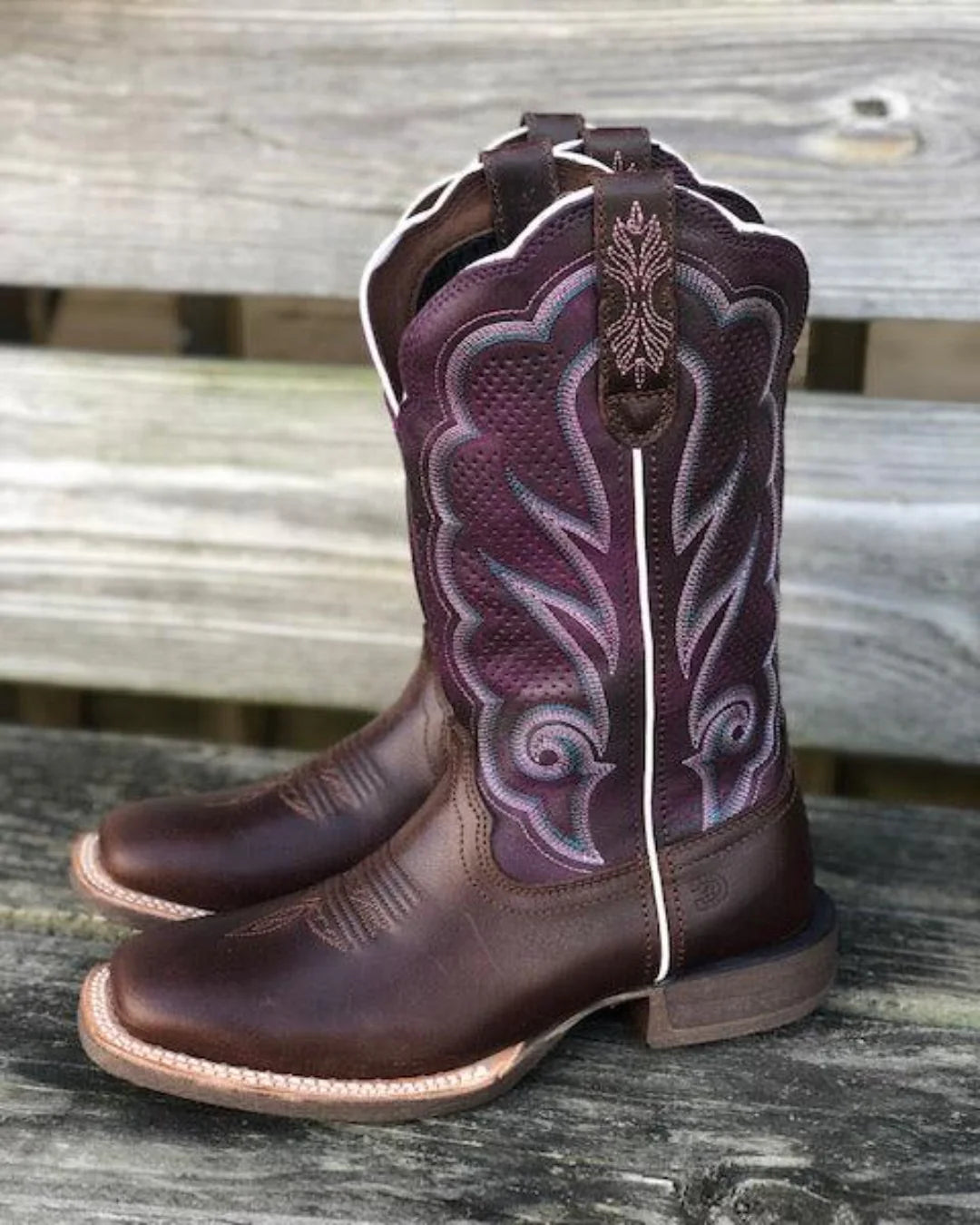 Durango Ladies Western Boot, X-treme AC, Brown Purple, Square Toe DRD0377