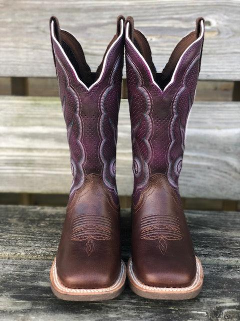 Durango Ladies Western Boot, X-treme AC, Brown Purple, Square Toe DRD0377