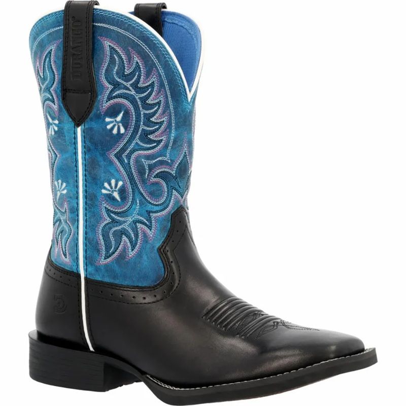 Durango Ladies Western Boot, Shyloh Black Onyx/ Blue Blaze, Square Toe DRD0483