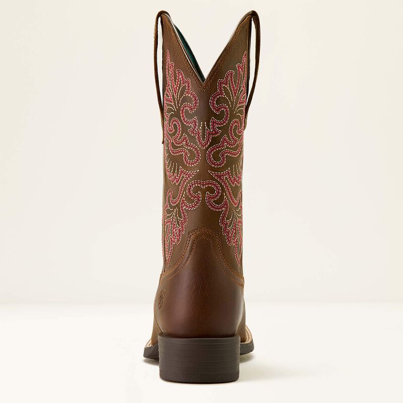 Ariat Ladies Western Boot, Square Toe, Round Up, Stretch Fit, Sassy Brown 10064078