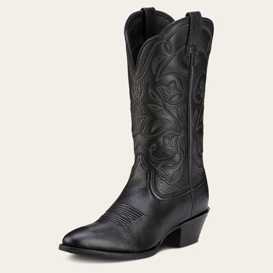 Ariat Ladies Western Boot, Wide, Heritage R Toe, Black, 10001037
