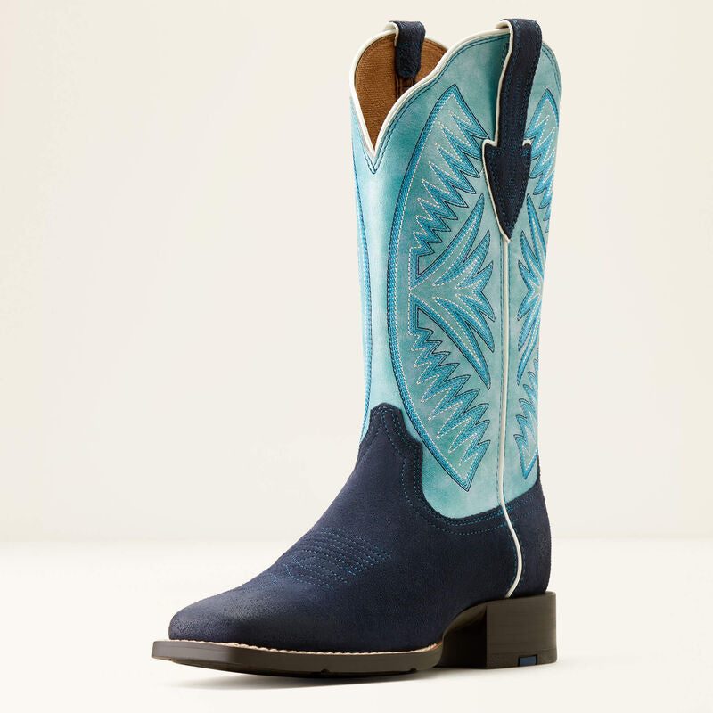 Ariat Ladies Western Boot, Round Up, Coastal Blue Roughout, 10051062
