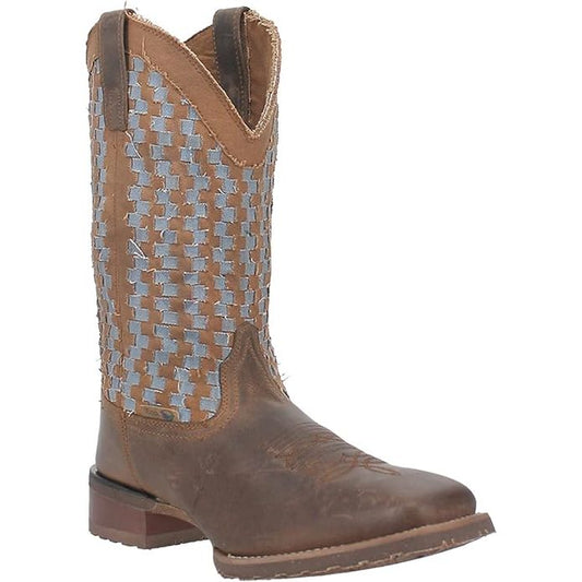 Laredo Men’s, Western Boot, Square Toe, Ned Woven, Tan/Jean 7417
