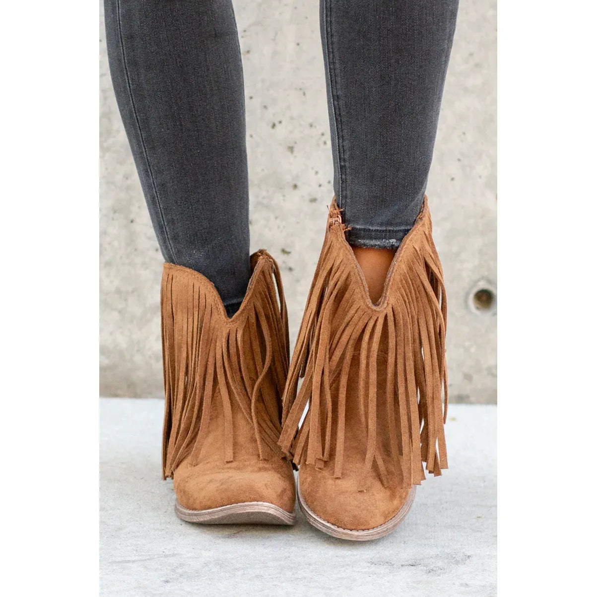 Very G Ladies Western Brown Fringe Booties VGLB0389-251
