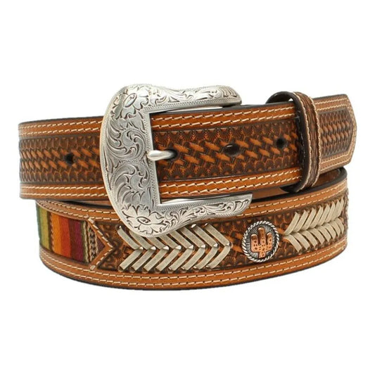 ~Nocona Men’s Belt Serape Inlay and Cactus Conchos Brown, N210002897