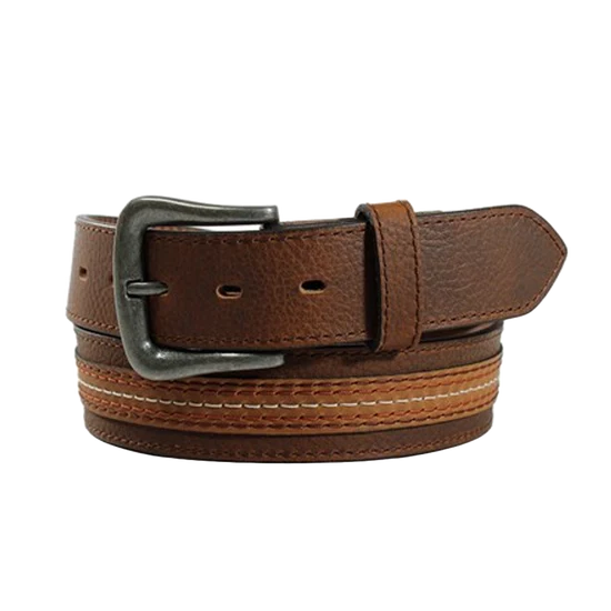~Ariat Men’s Brown Stitched Overly Belt, A1040344
