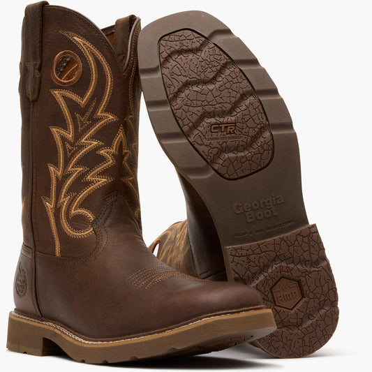Georgia Men’s Western Boot, Brown, Wide, GB00726