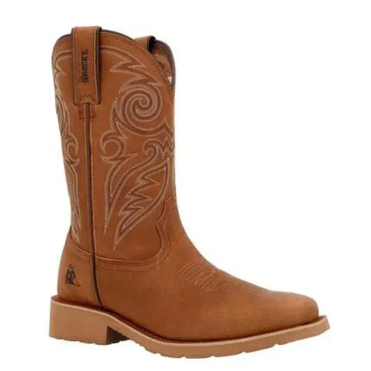 Rocky Men’s, Western Boot, 12” Pull on, Square Toe, Crepe Sole, RKW0433