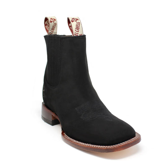 El Canelo Black Suede Squared Toe Ankle Boots 2798166