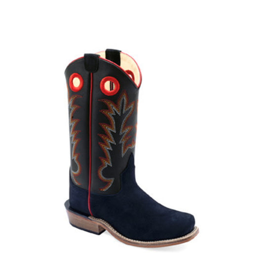 Old West Youth Cowboy Boot, Square Toe, Black, 8203Y