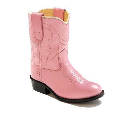 Old West Toddler Cowboy Boot, Square Toe, Pink, 3119