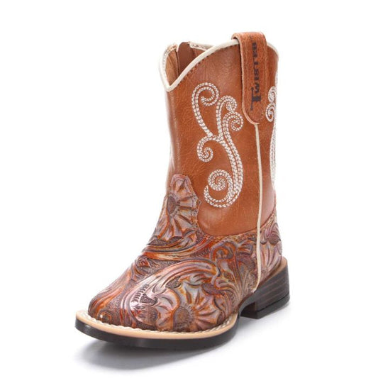 Twister Toddler Western Boot, Tooled Pink Square Toe, 443001697