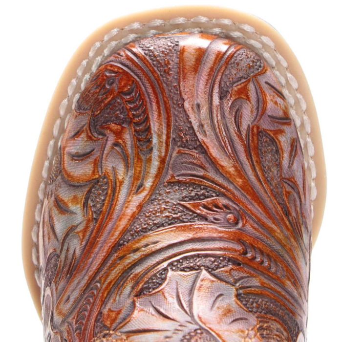 Twister Toddler Western Boot, Tooled Pink Square Toe, 443001697