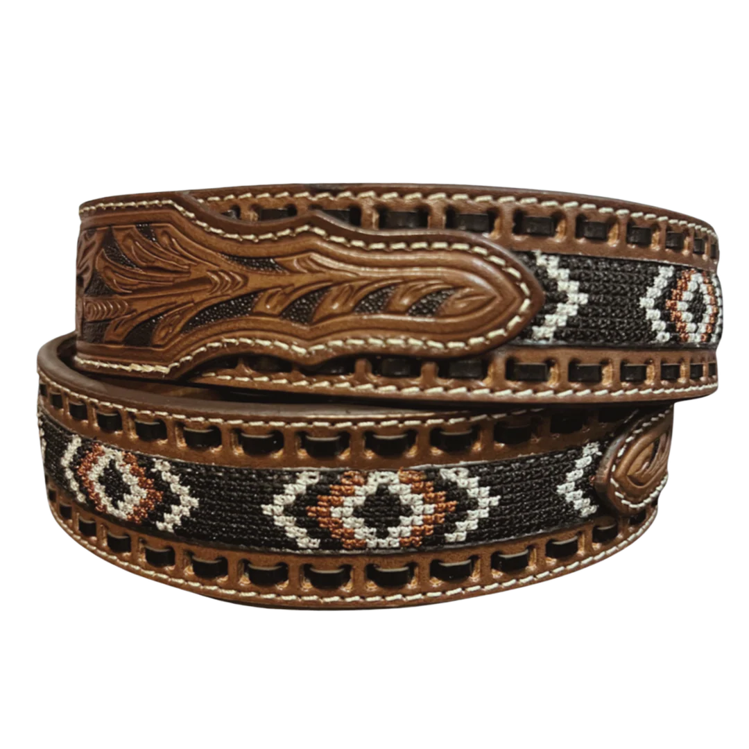 Nocona Men’s Floral Embossed Belt Weaved Aztec - N210006302