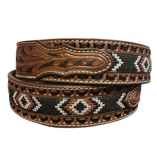 Nocona Men’s Floral Embossed Belt Weaved Aztec - N210006302