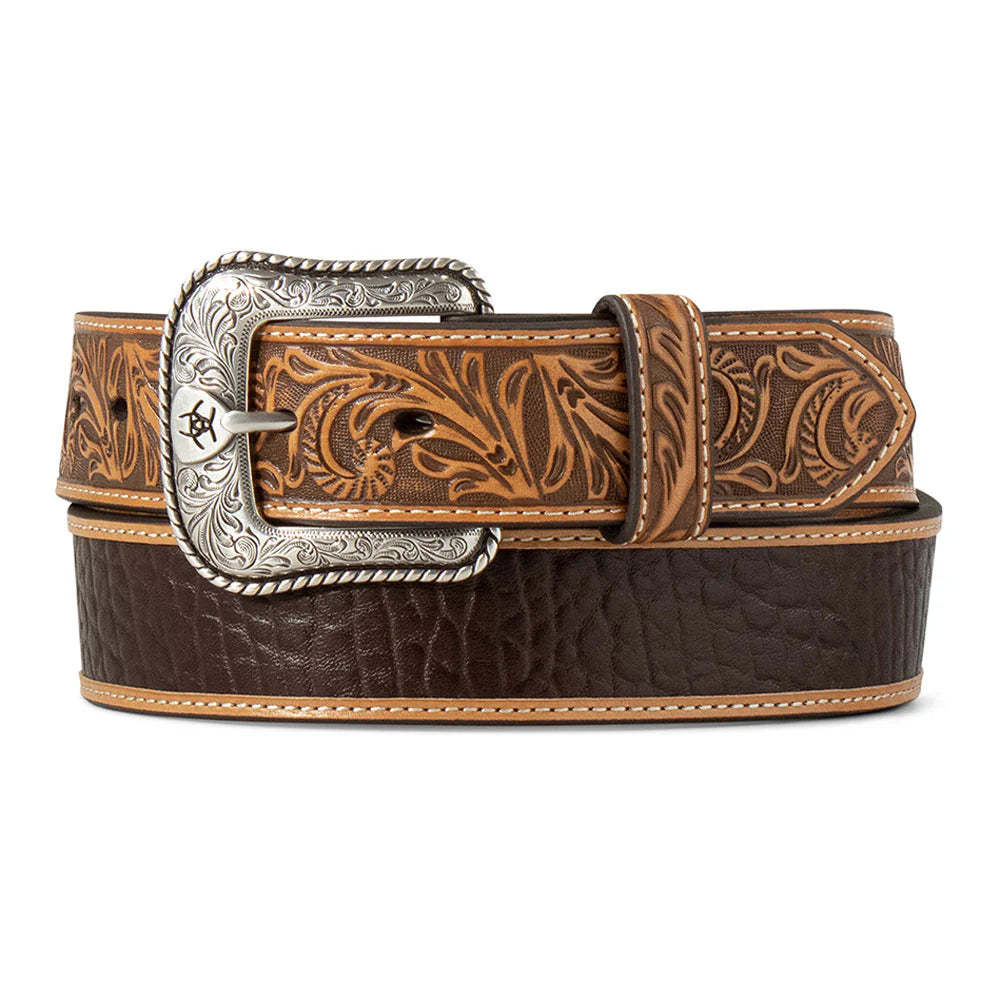 Ariat Men’s Leather Belt, Crocodile Inlay Embossed A1042902