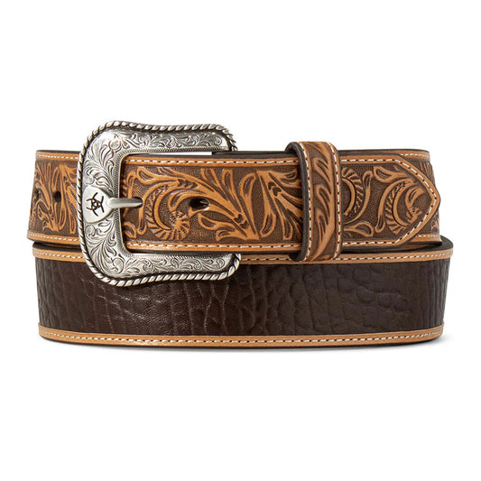 Ariat Men’s Leather Belt, Crocodile Inlay Embossed A1042902