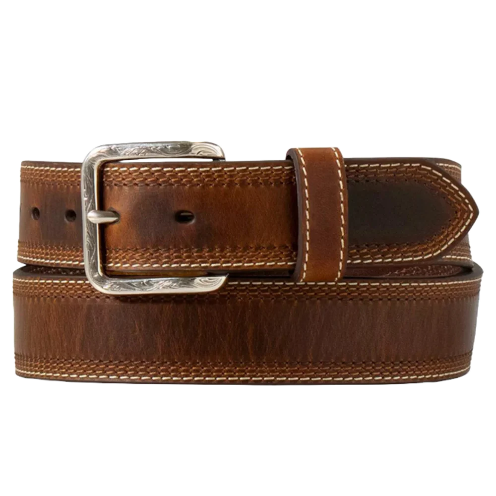 Ariat Men’s Leather Belt, Four Row Stitch A1043102