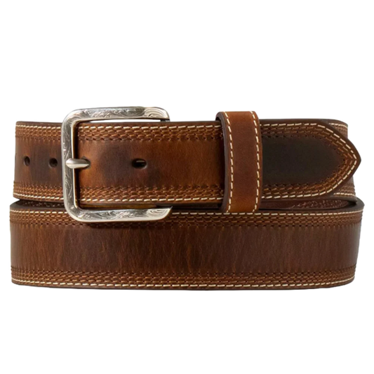 Ariat Men’s Leather Belt, Four Row Stitch A1043102