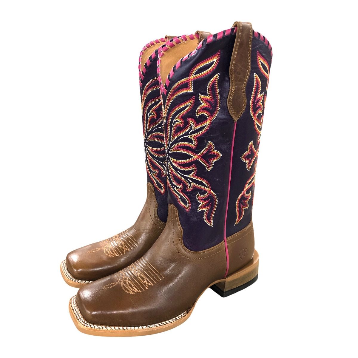 Ariat Ladies Western Boot, Wide, Square Toe, Showdown, Dark Tan/ Vino, 10061147