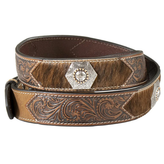 Nocona Men’s Belt Conchos with Hide and Tooled Flowers ; N210000102