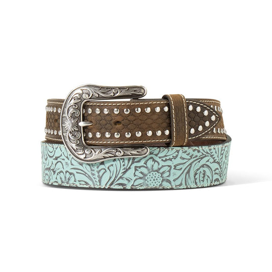 Ariat Ladies Belt conchos, studs, hand painted turquoise - A1566633
