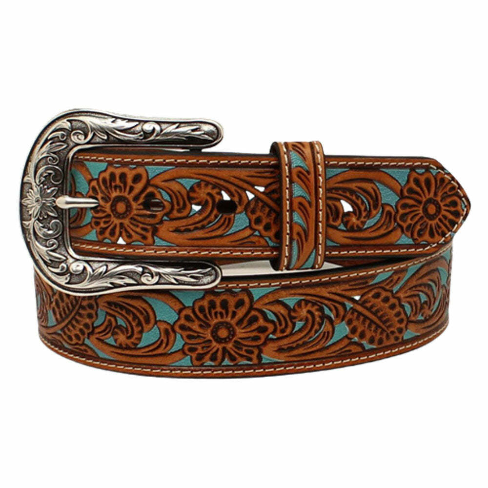 Ariat Ladies Belt Floral with Turquoise Inlay A1534108
