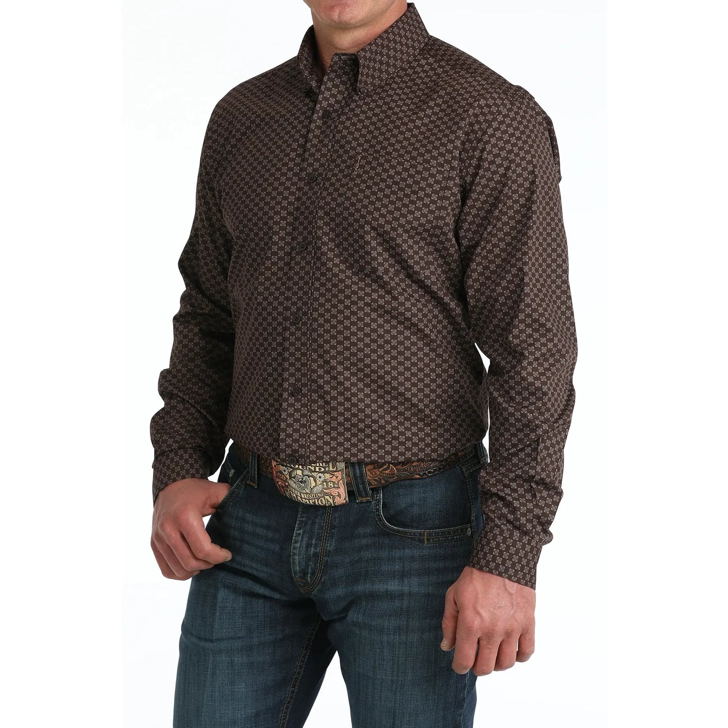 Cinch Men’s Western Shirt - MODERN FIT, Button Down, Brown MTW1347153
