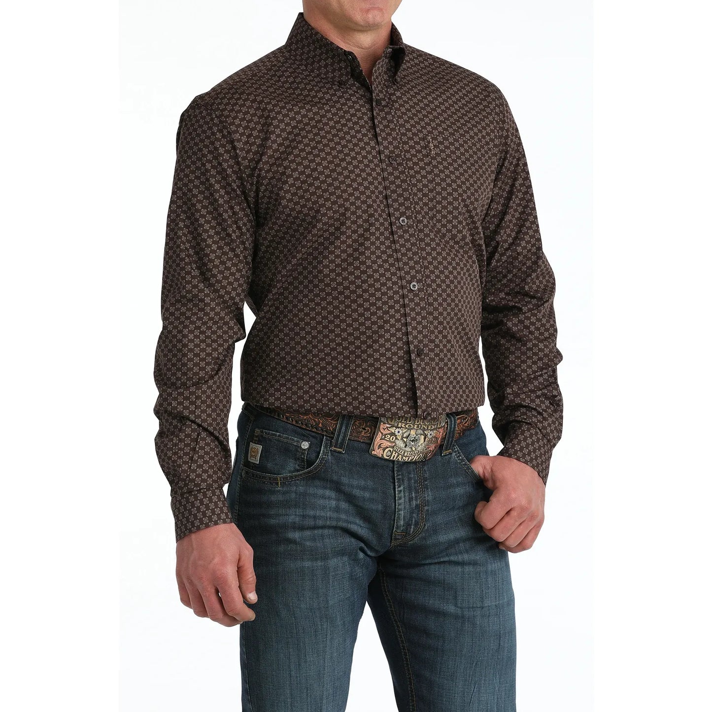 Cinch Men’s Western Shirt - MODERN FIT, Button Down, Brown MTW1347153