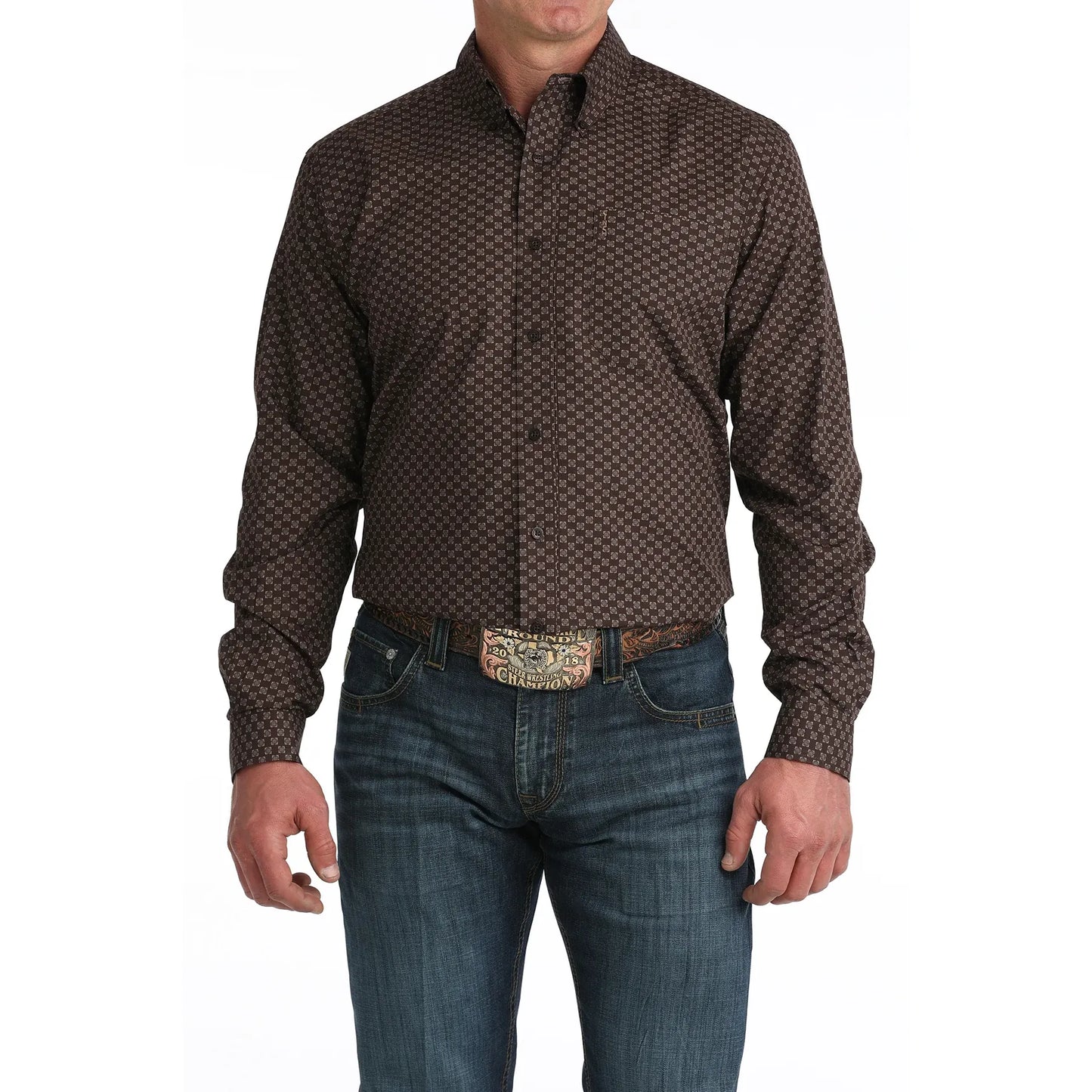 Cinch Men’s Western Shirt - MODERN FIT, Button Down, Brown MTW1347153
