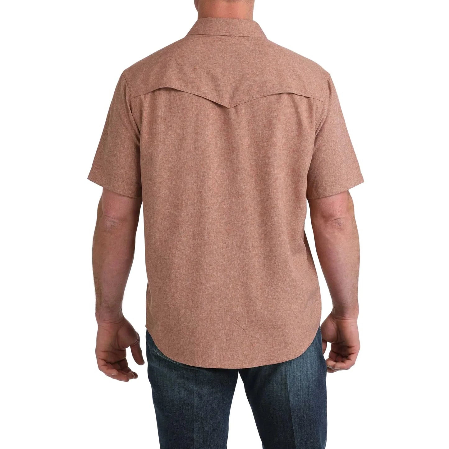 CINCH - Men Short Sleeve Snaps Shirts, Stretch Ripstop, Brown, MTW1402010