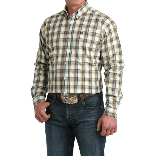 Cinch Men’s Button Down Western Shirt, Plaid Ombre, MTW1106067