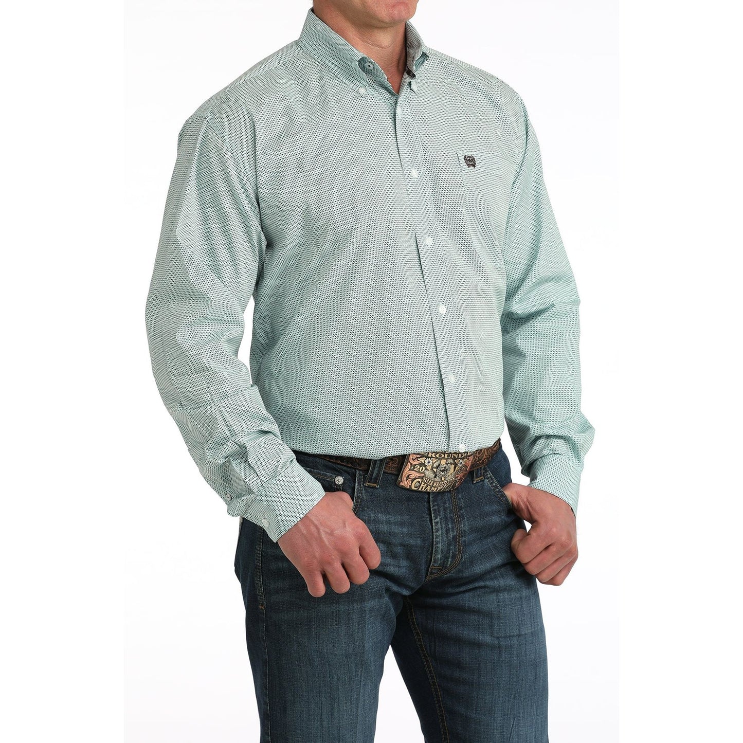 Cinch Men’s Button Down Western Shirt, Blue, MTW1106063