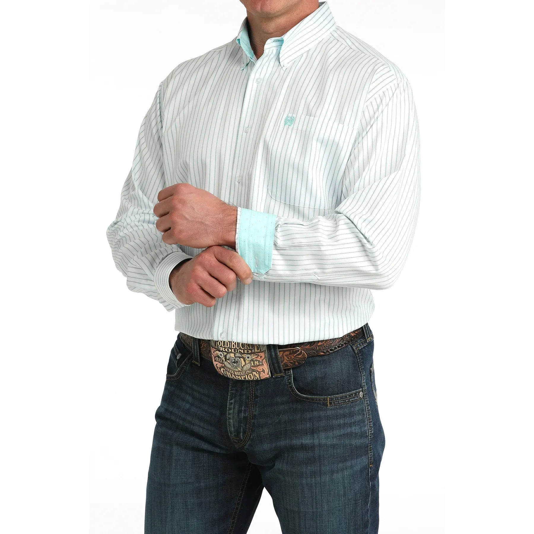 Cinch Men’s Button Down Western Shirt, White, MTW1106061