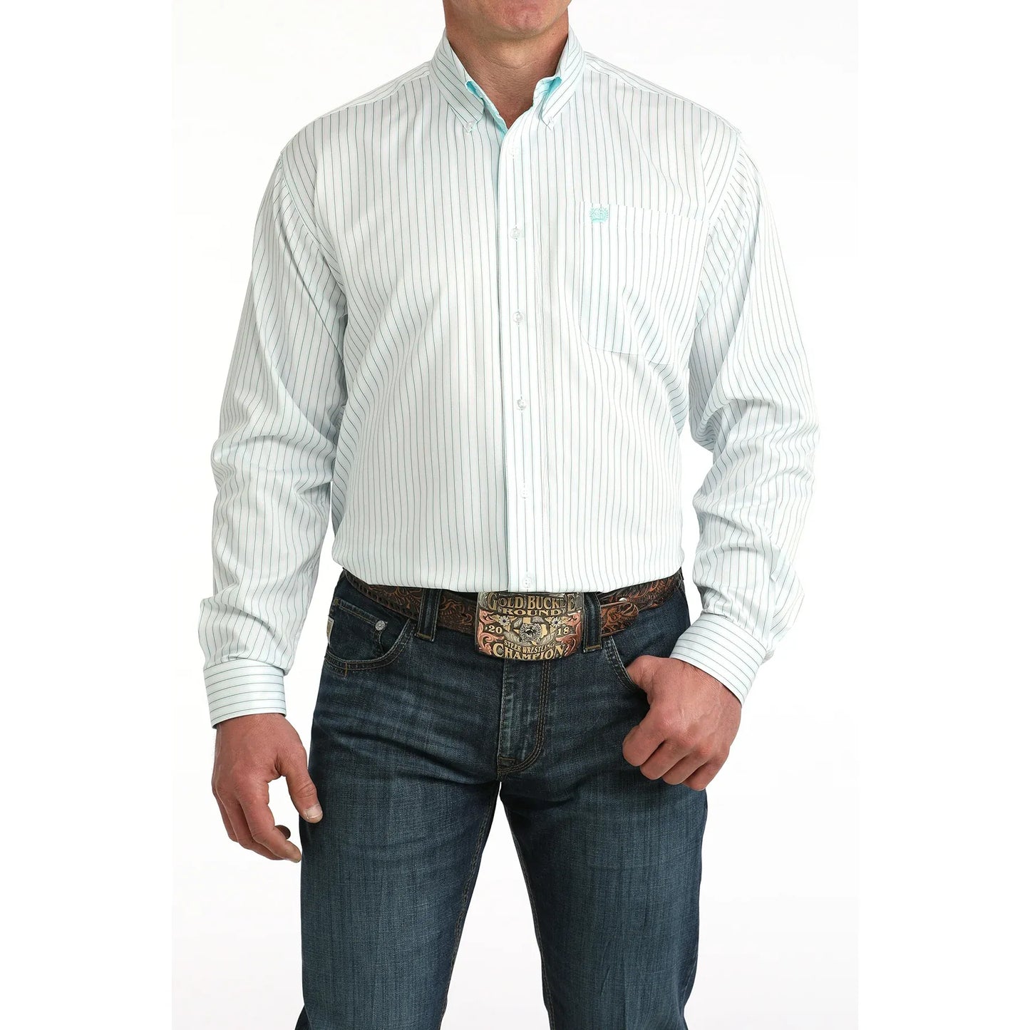 Cinch Men’s Button Down Western Shirt, White, MTW1106061