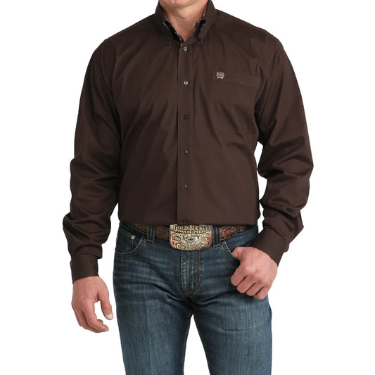 Mens Cinch Brown Long Sleeve Button Up MTW1106065