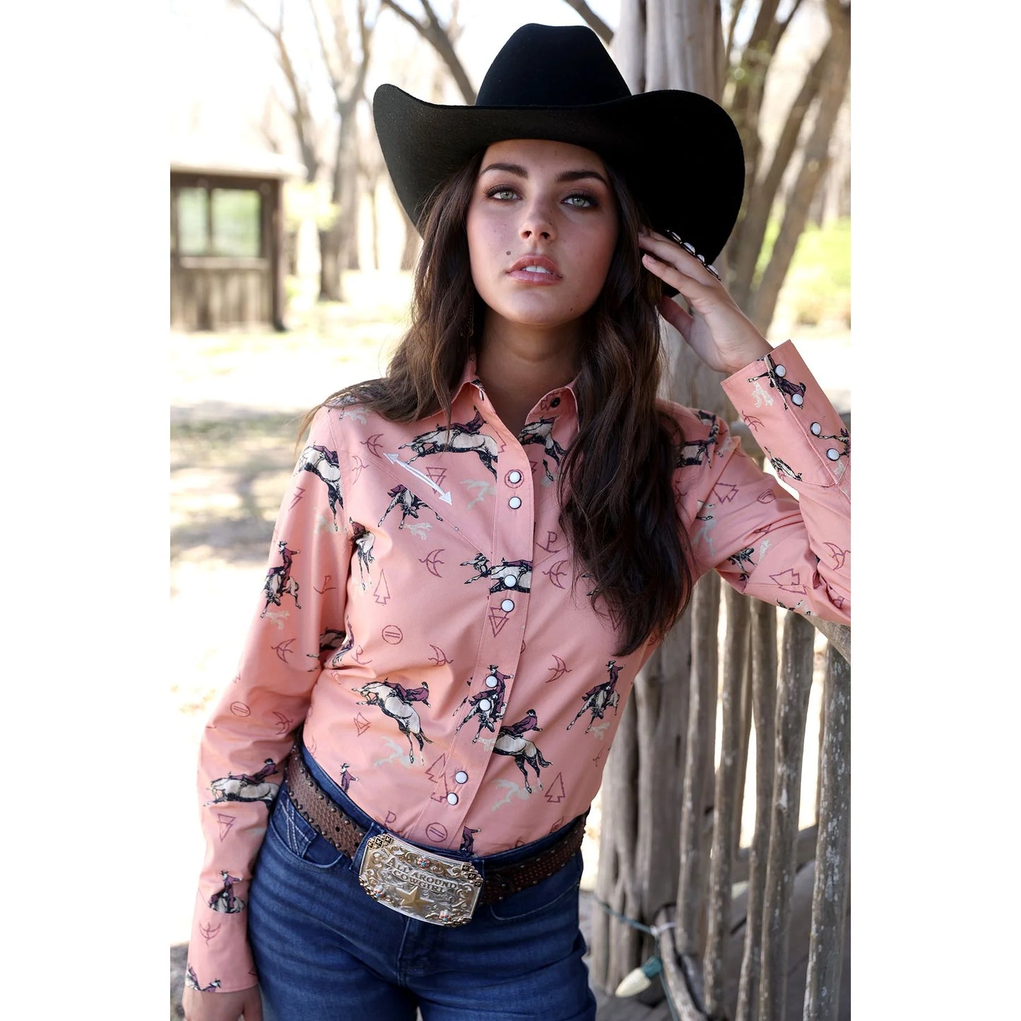 Cruel Girl Ladies Long Sleeve Snap Shirt - Corel  CTW7466013