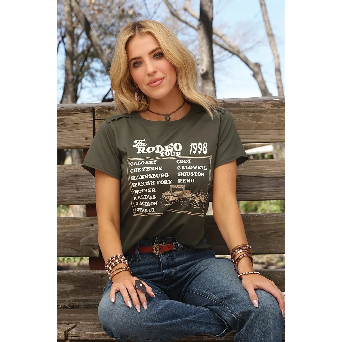 Cruel Women's Short Sleeve Crop Tee - Olive CTK7443004