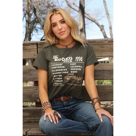Cruel Women's Short Sleeve Crop Tee - Olive CTK7443004
