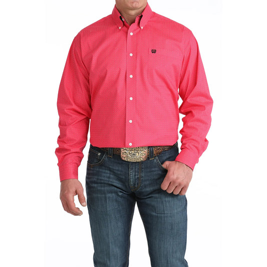 Cinch Men’s Button Down Western Shirt, Pink, Long Sleeve, MTW1106045