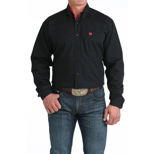 Cinch Men’s Button Down Western Shirt, Black, Long Sleeve, MTW1106042