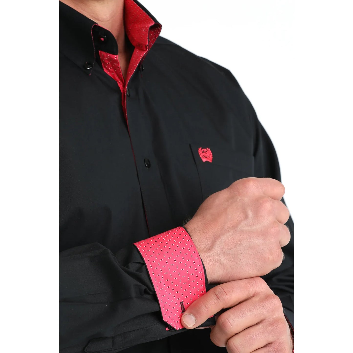 Cinch Men’s Button Down Western Shirt, Black, Long Sleeve, MTW1106042